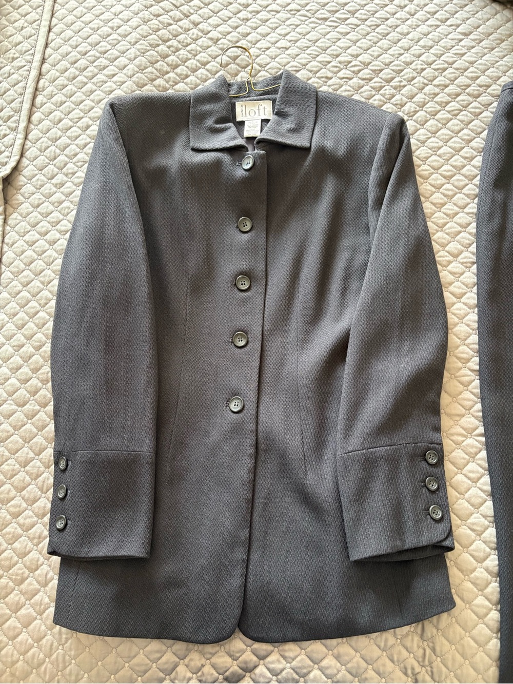 LOFT Dark Charcoal Button-Front Blazer